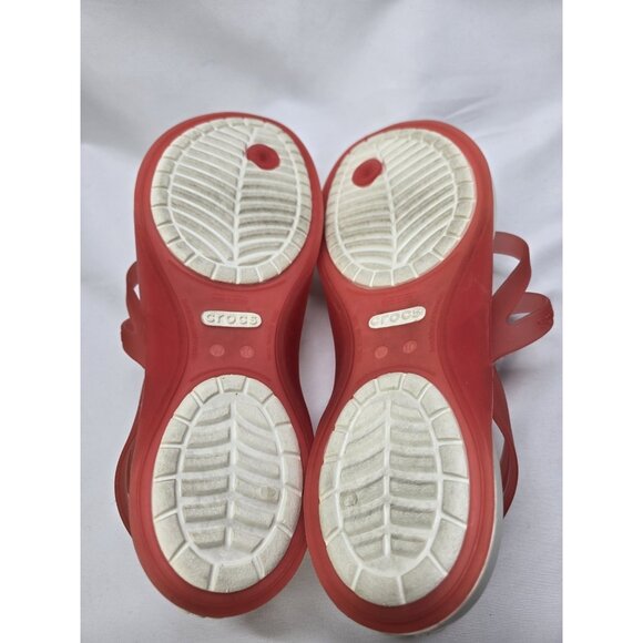 Crocs Adrina Pink / White Womens Size 10 Strappy Thong Sandals - Picture 4 of 9